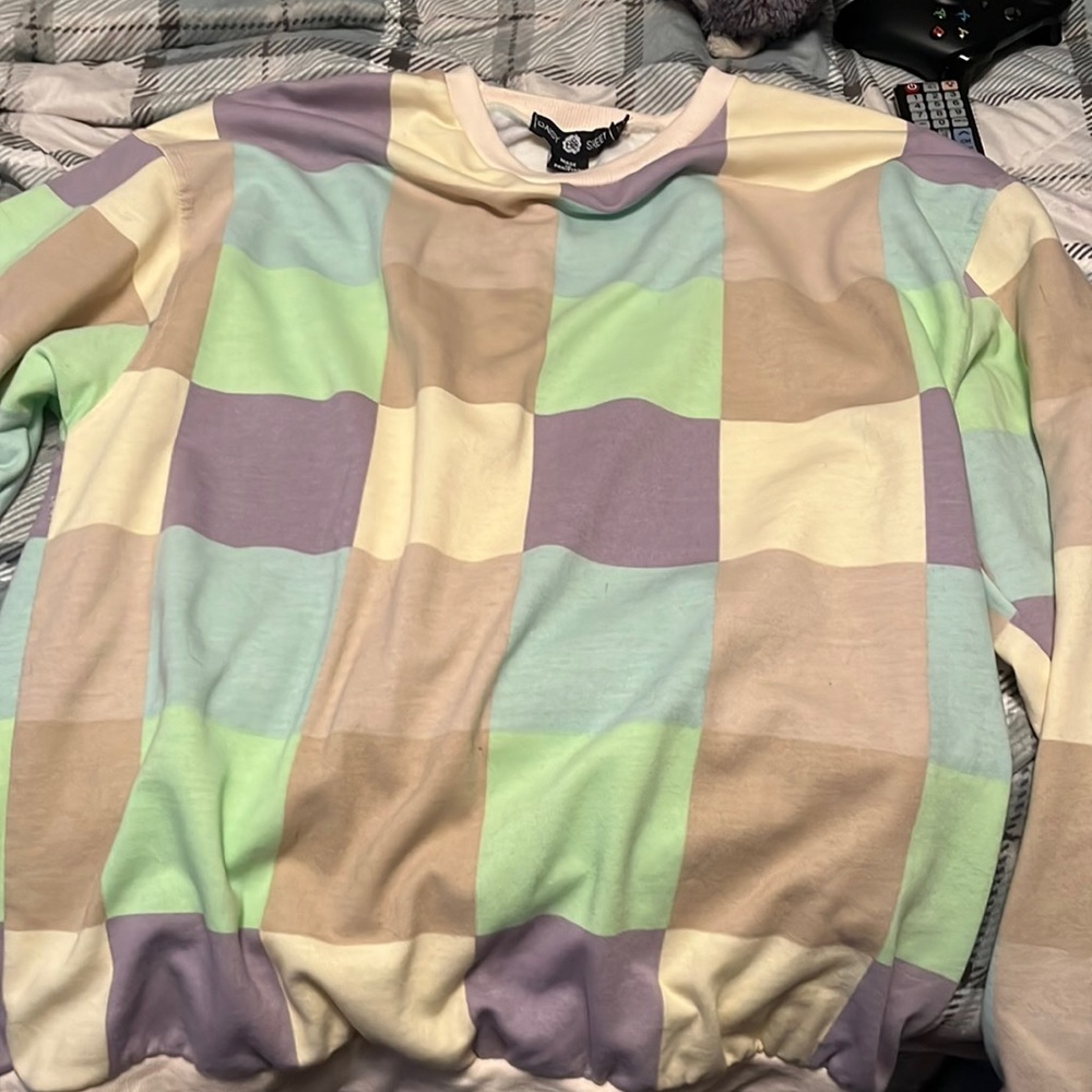 pastel checkered sweatshirt